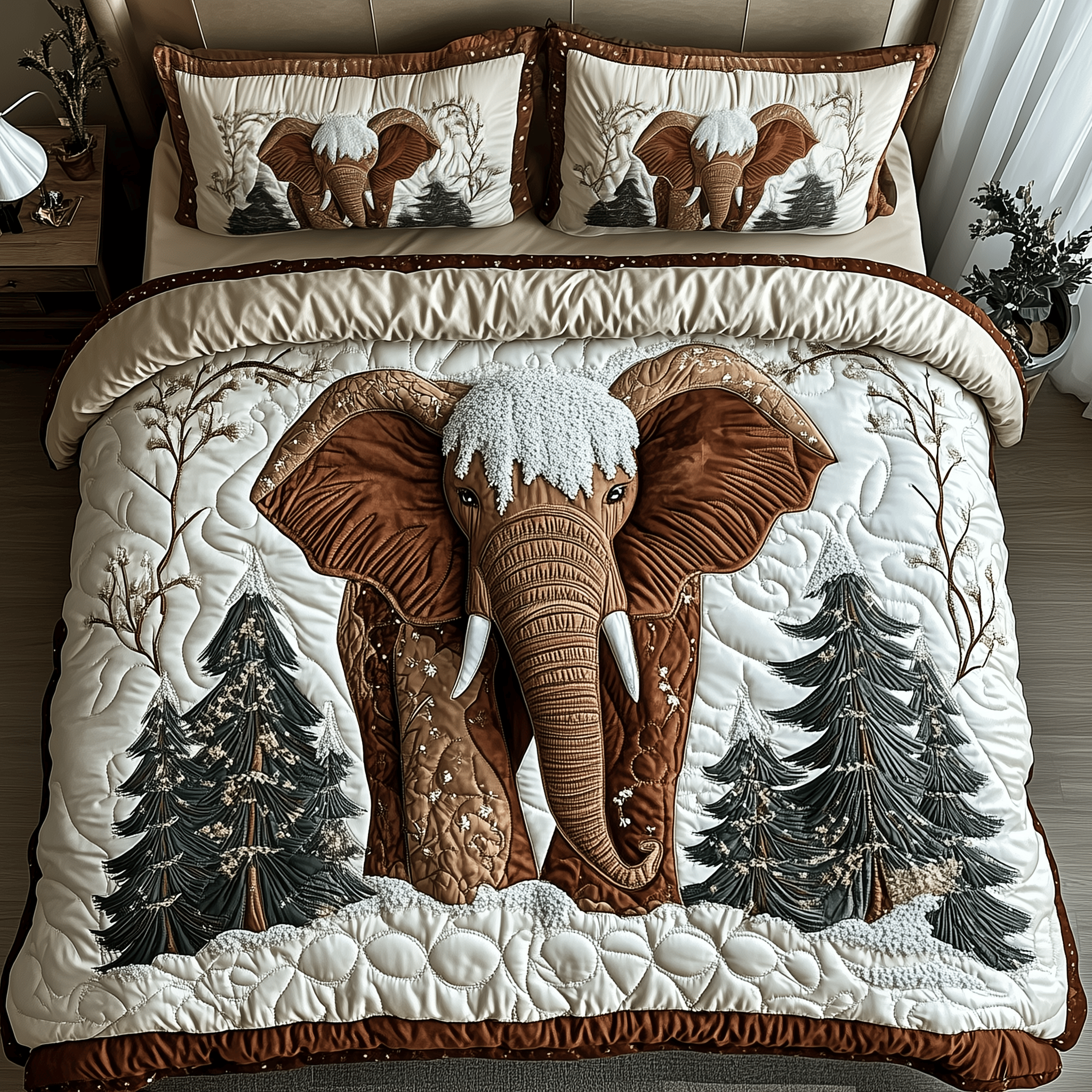 Winter Elephant Quilted Bedding Set Elephant Gifts For Him