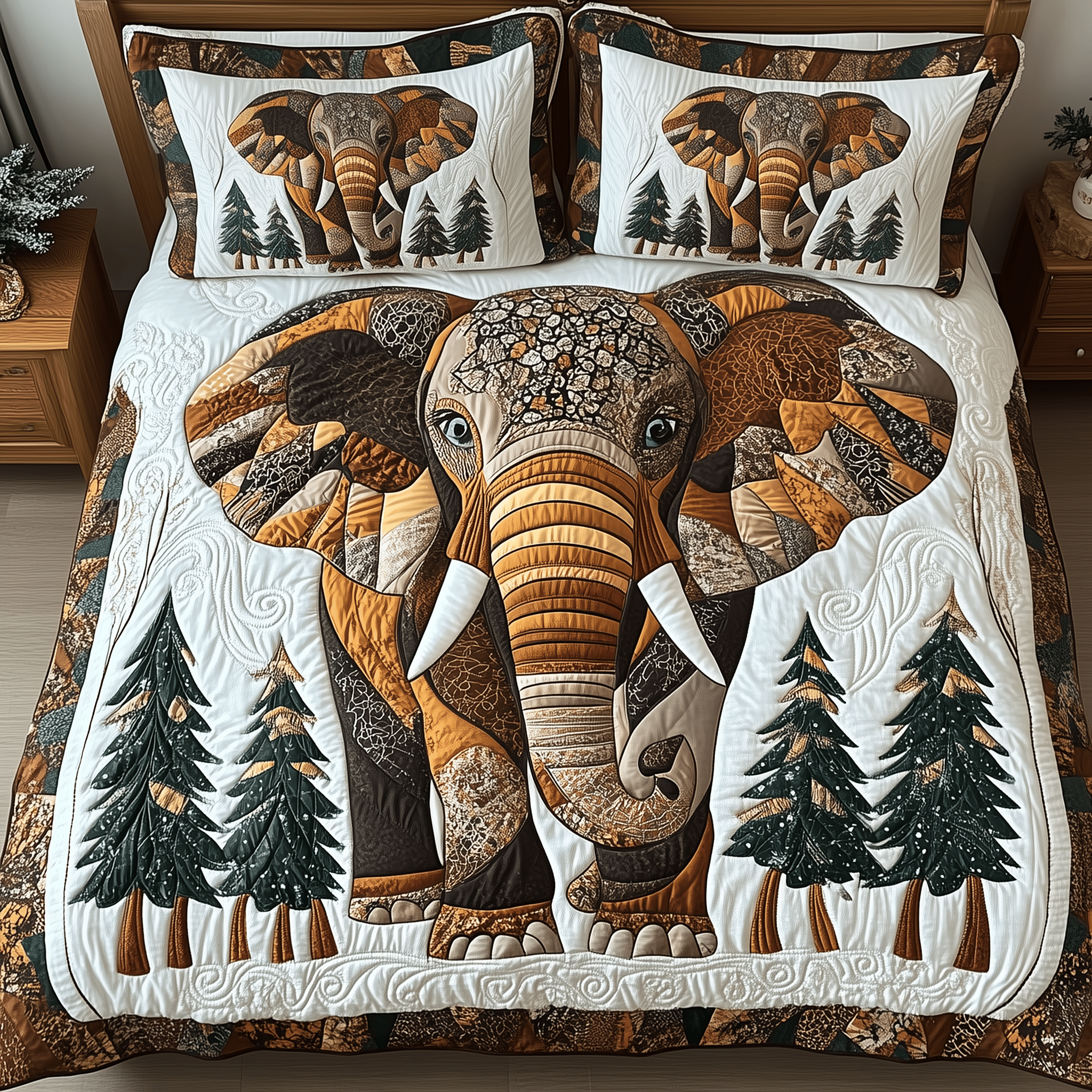 Winter Elephant Quilted Bedding Set Elephant Gifts For Him Her