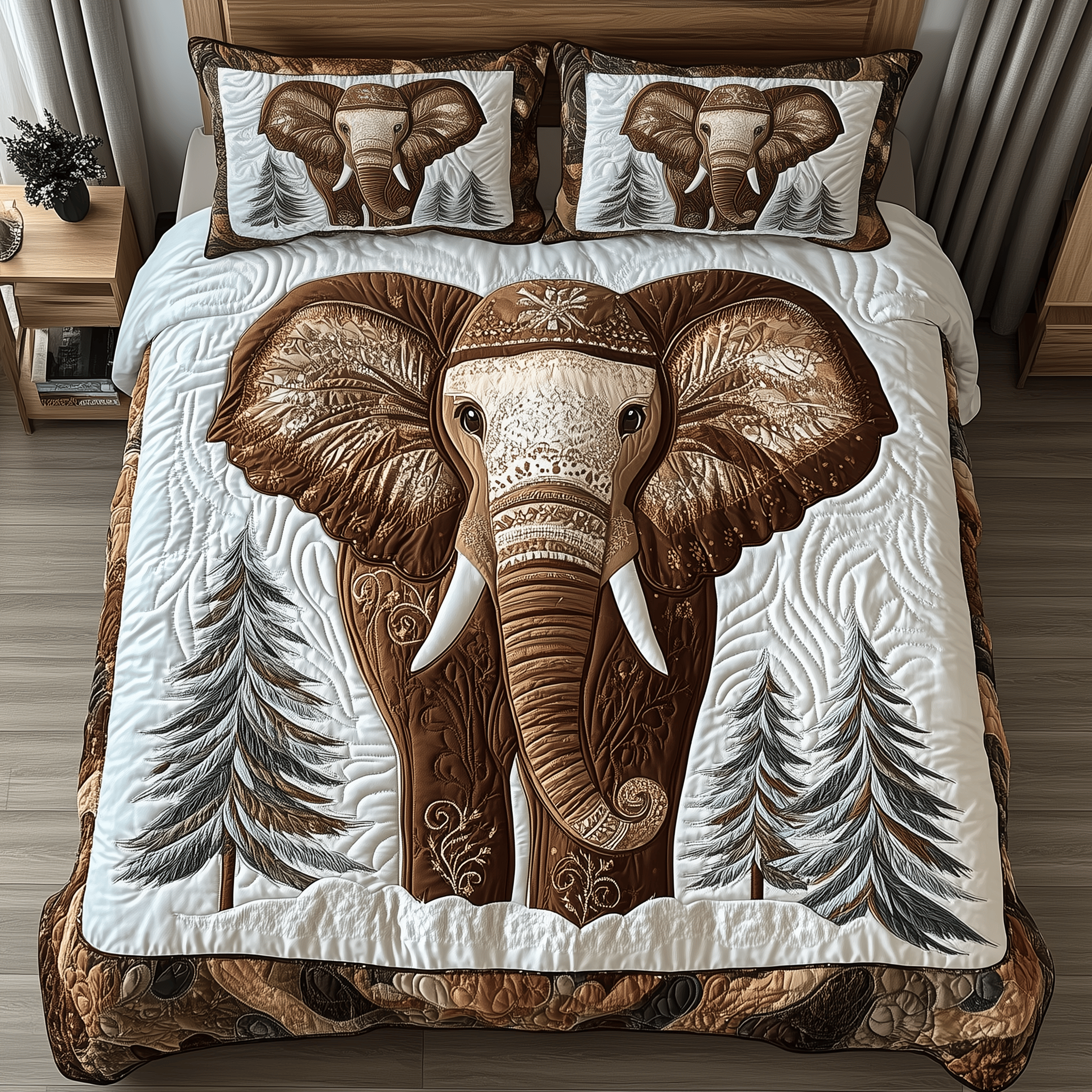 Winter Elephant Quilted Bedding Set Elephant Themed Gifts