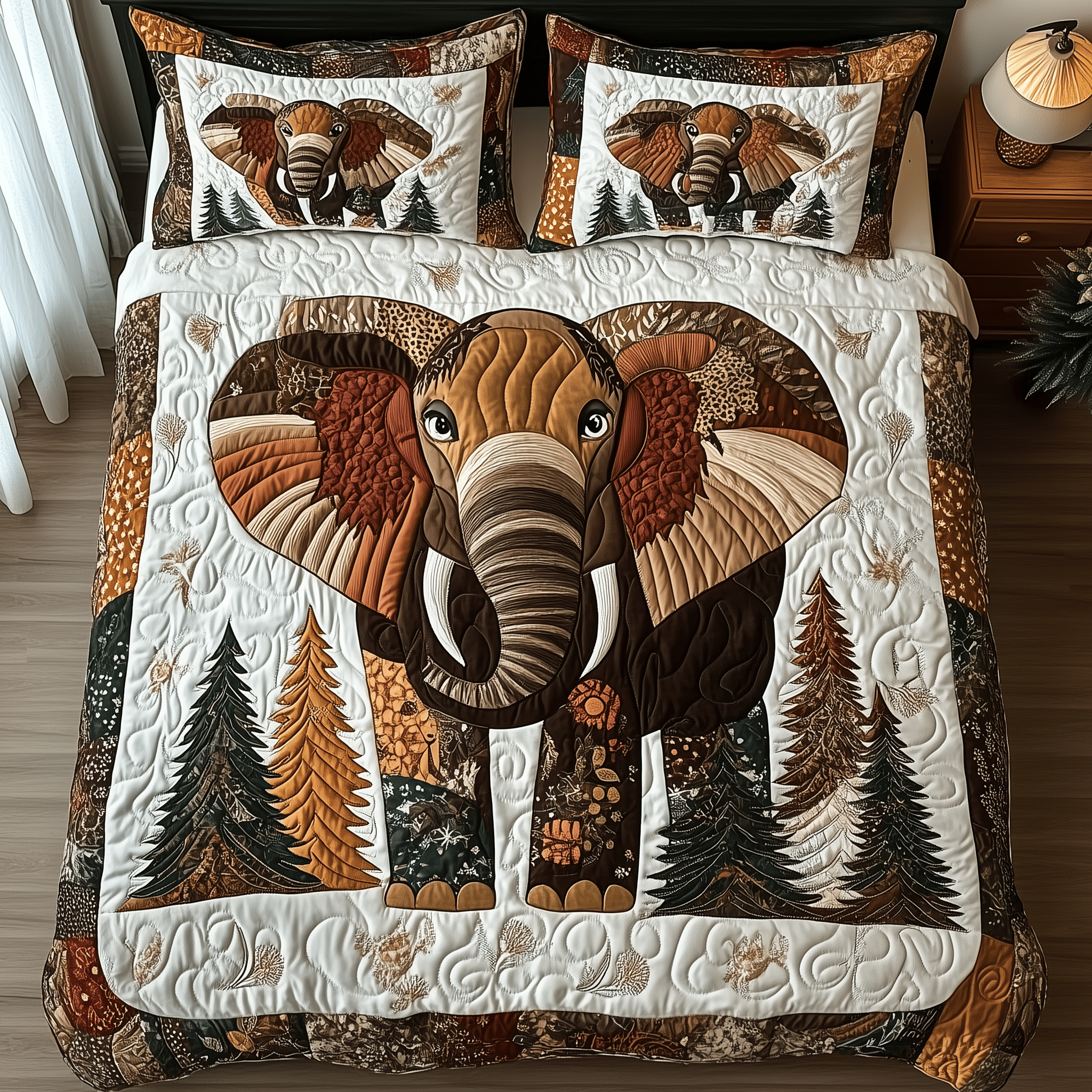 Winter Elephant Quilted Bedding Set Unique Elephant Gifts