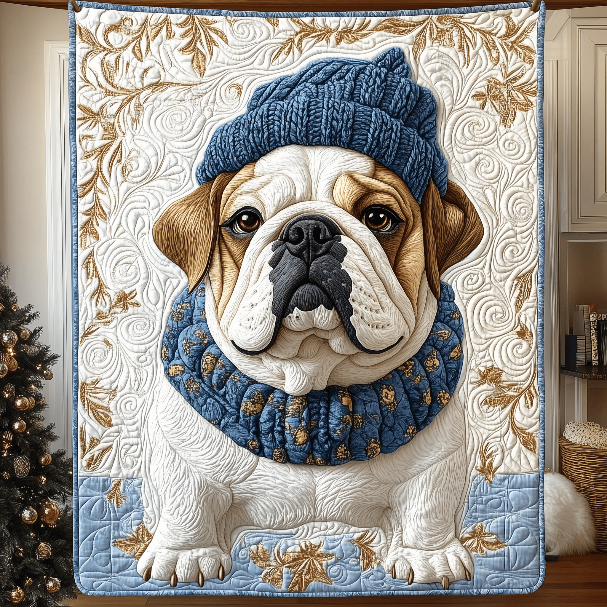 Winter English Bulldog Quilted Blanket Christmas Throw Blanket Christmas Ideas For Mom
