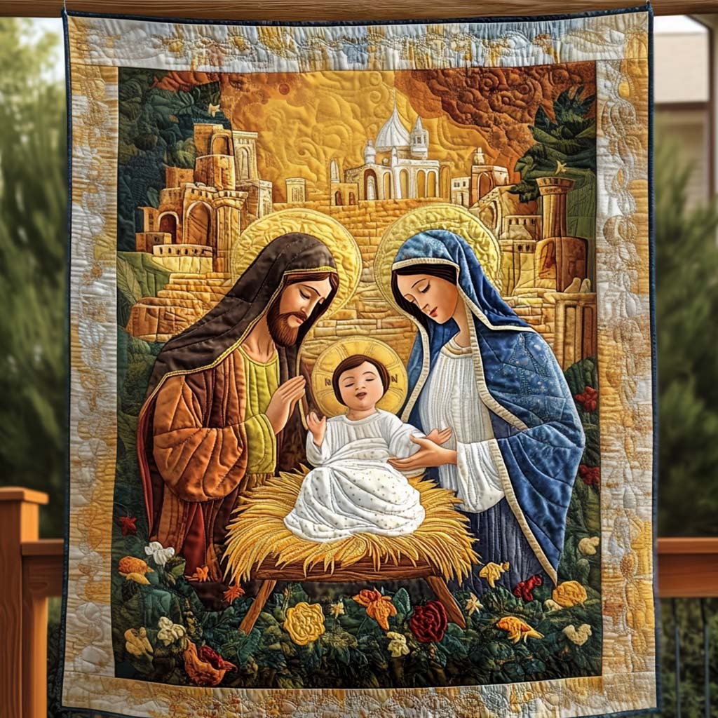 Winter Eve Serenade Quilted Blanket Religious Christmas Gifts