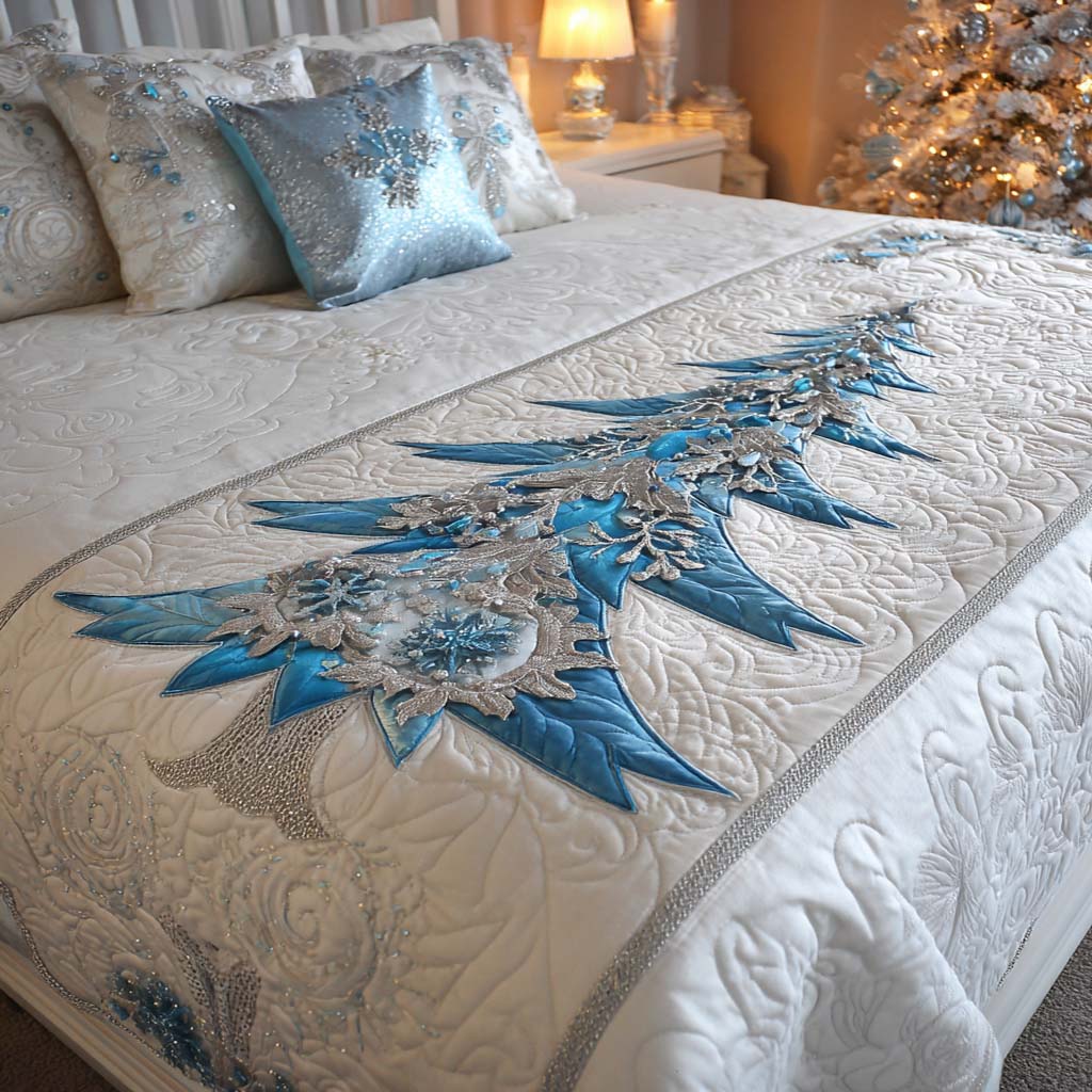 Winter Evergreen Quilted Bed Runner Bedroom Holiday Decor Best Holiday Gifts 2025
