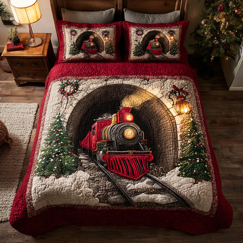 Winter Express Quilted Bedding Set Holiday Season Duvet Cover Set Christmas Gift Ideas For Dad