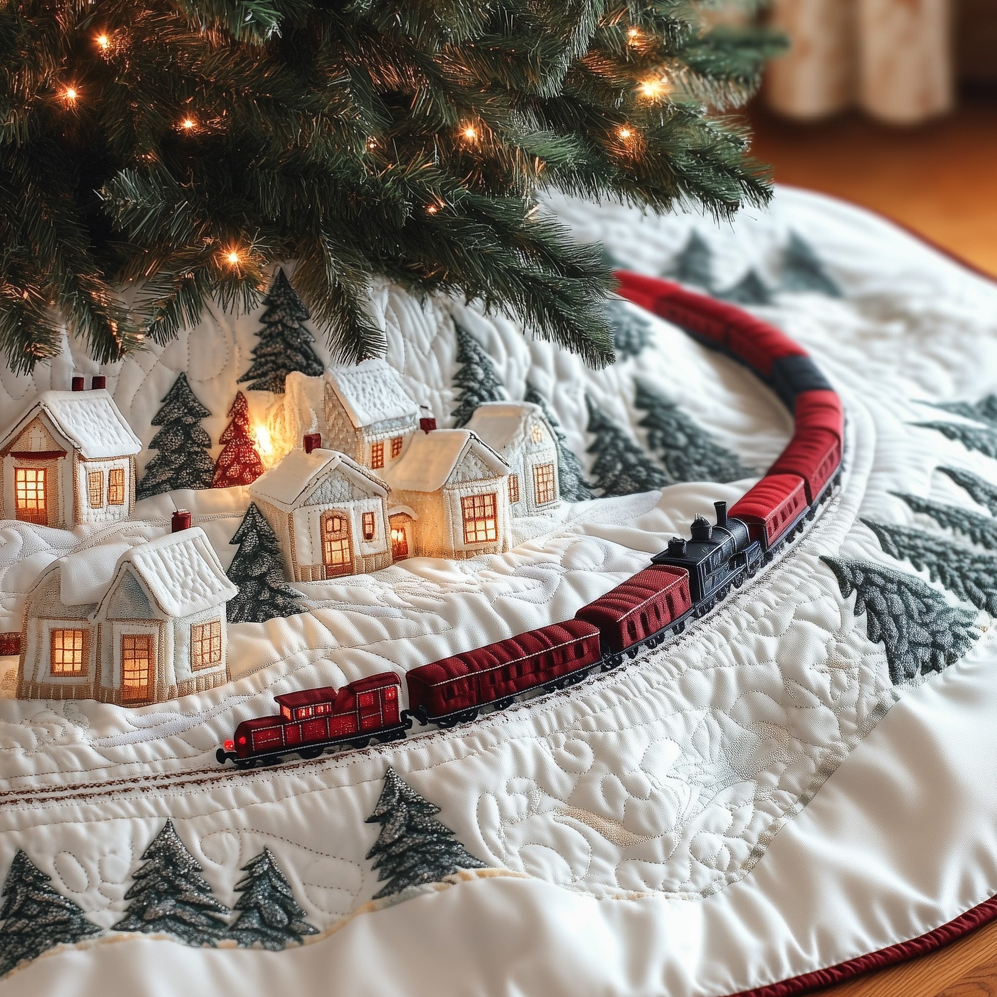 Winter Express Quilted Tree Skirt Perfect Tree Skirt Decoration Merch