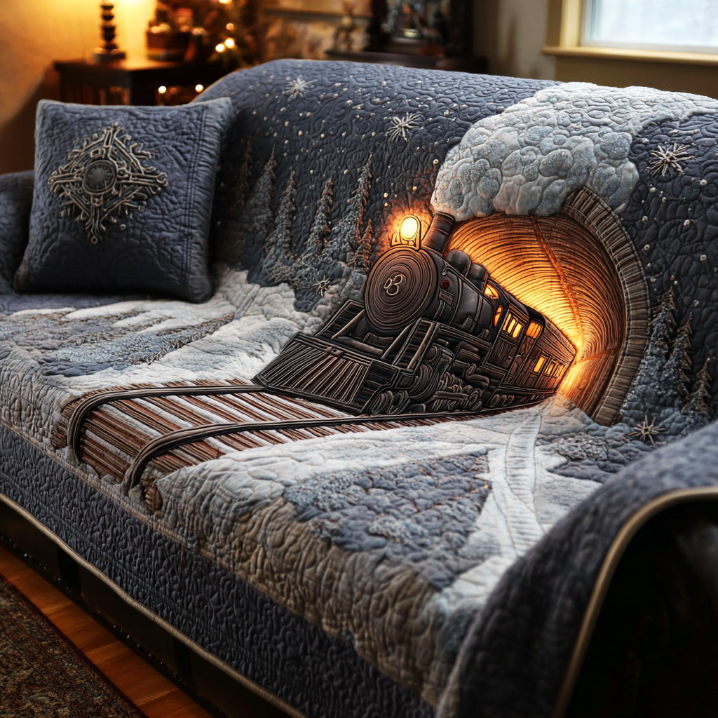 Winter Express Ride Quilted Sofa Cover Christmas Sofa Cover Christmas Gifts For Mom