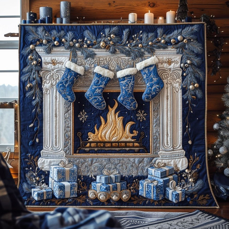 Winter Fireplace Quilt Blanket Queen Size Blanket Christmas Gift Ideas For Siblings