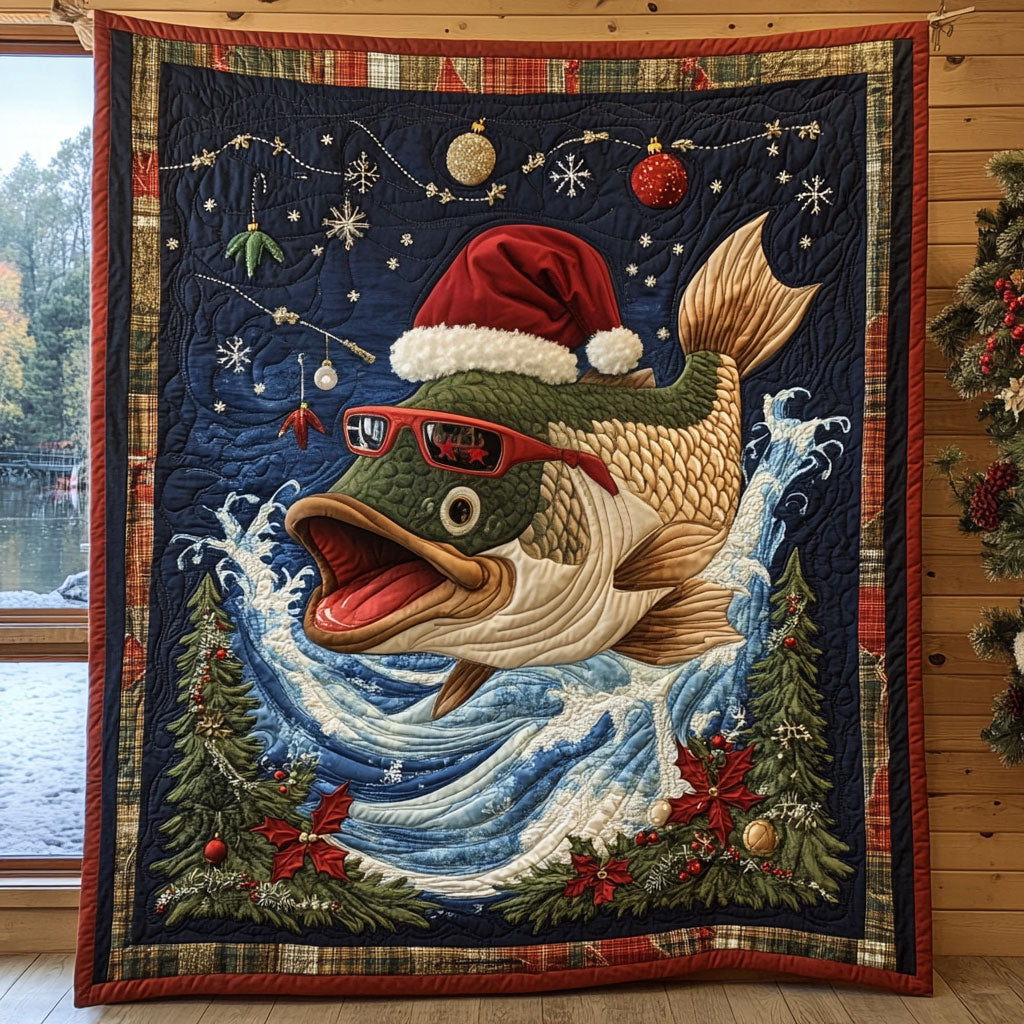 Winter Fishing Quilt Blanket King Blanket Xmas Gifts For Camping Lovers