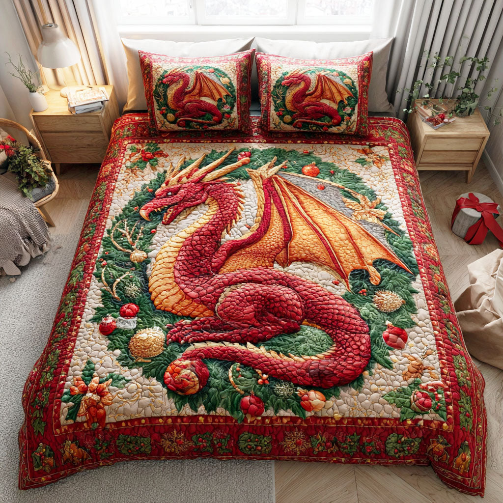 Winter Flame Quilted Bedding Set Elegant Bed Linen Set for Cozy Nights