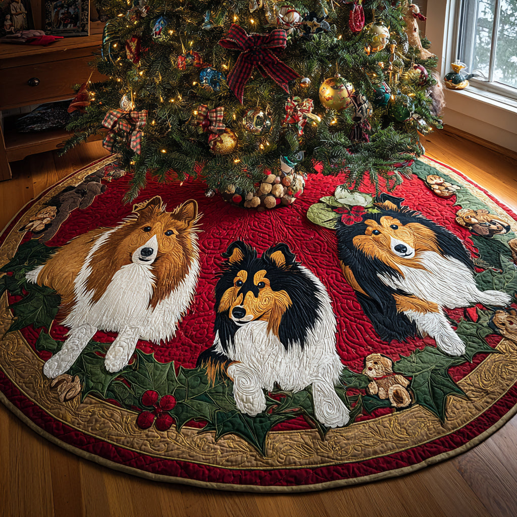 Winter Fluff Christmas Quilted Tree Skirt Xmas Tree Decor Unique Dog Gifts For Owners