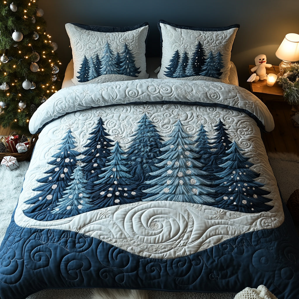 Winter Forest Quilted Bedding Set Xmas Duvet Sets Christmas Gift For Mom