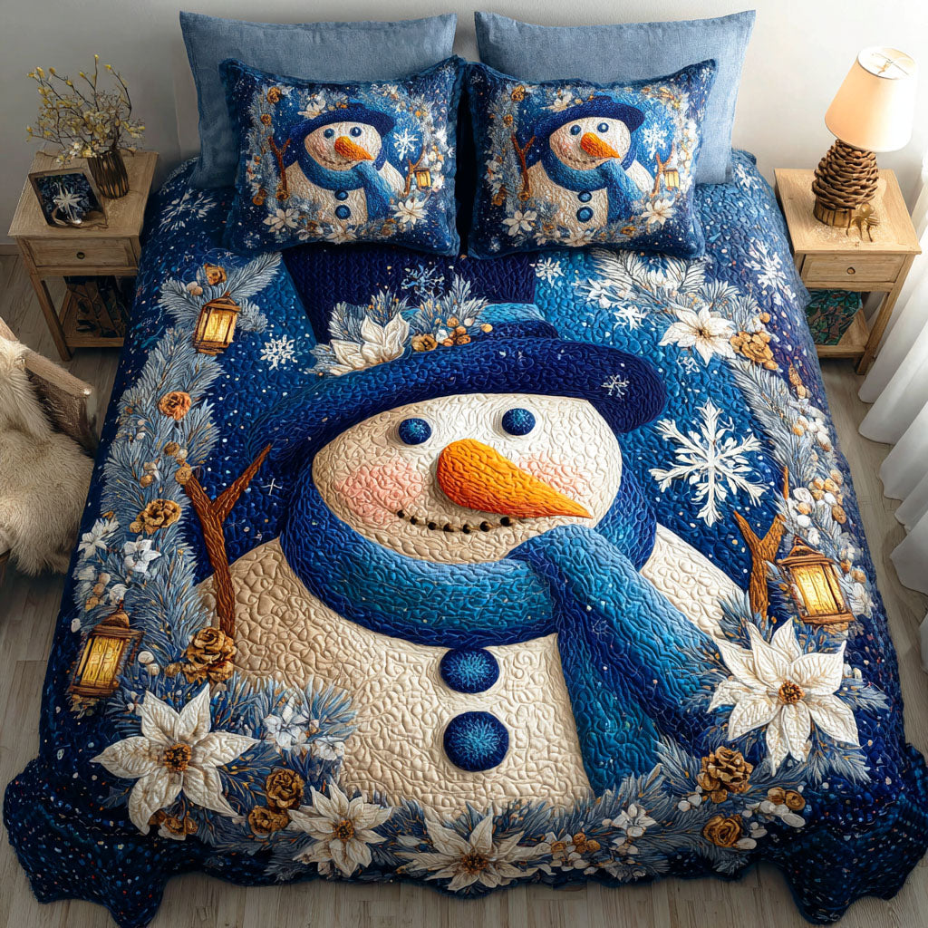 Winter Frost Glow Quilted Bedding Set Cozy Bedding Merch Gift That Brings Sweet Dreams