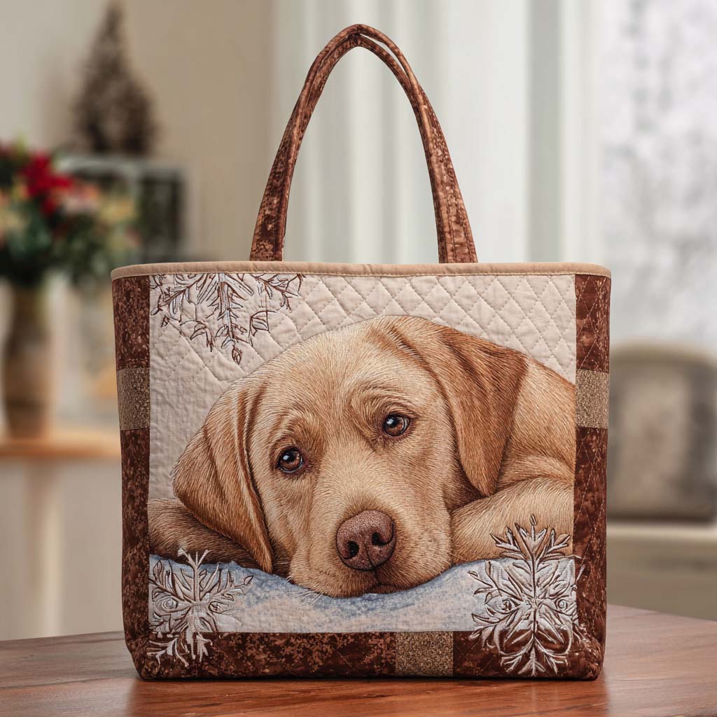 Winter Gaze Lab Quilted Tote Bag Present Ideas For Animal Lovers