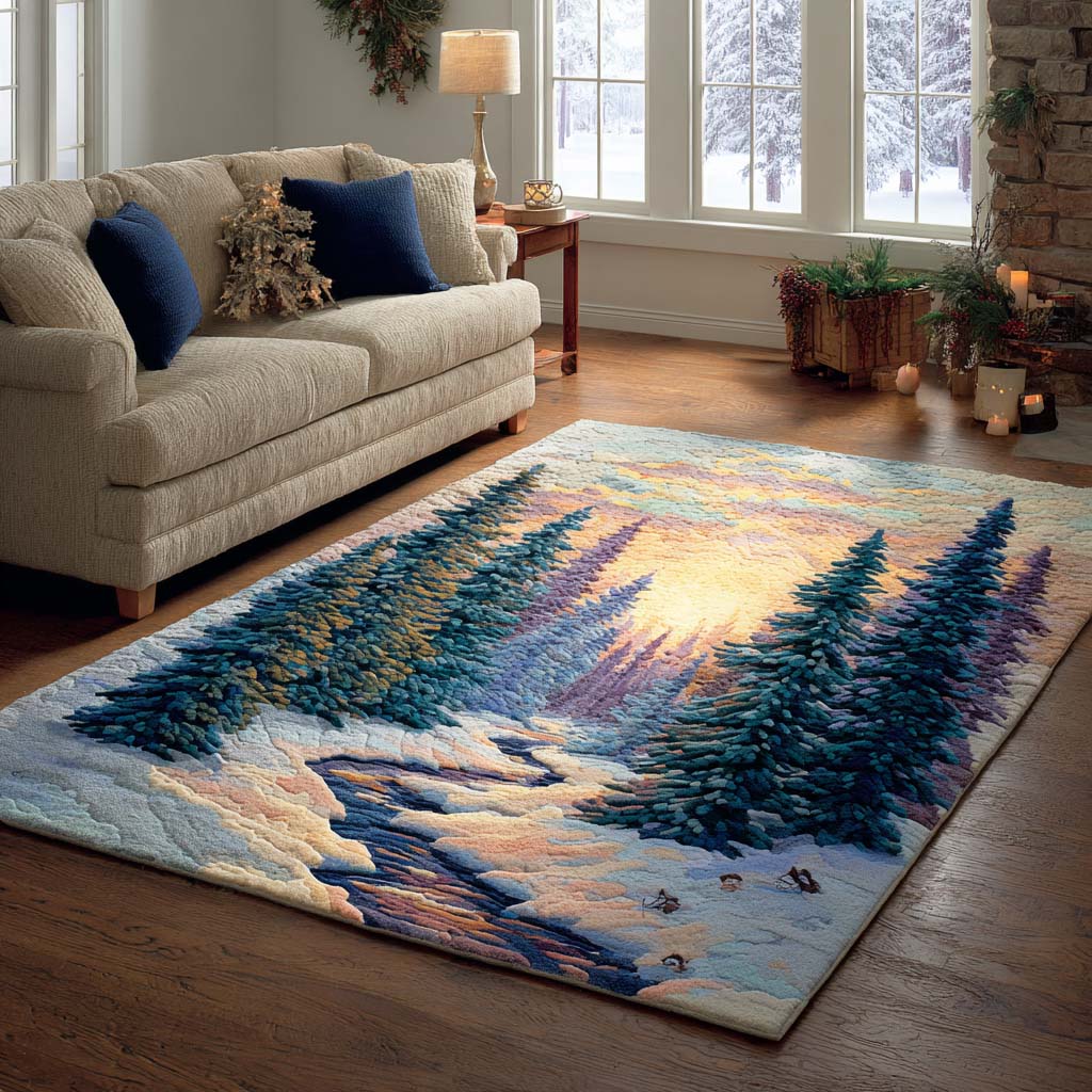 Winter Glow Area Rug House Decor Items Gifts For Forestry Workers