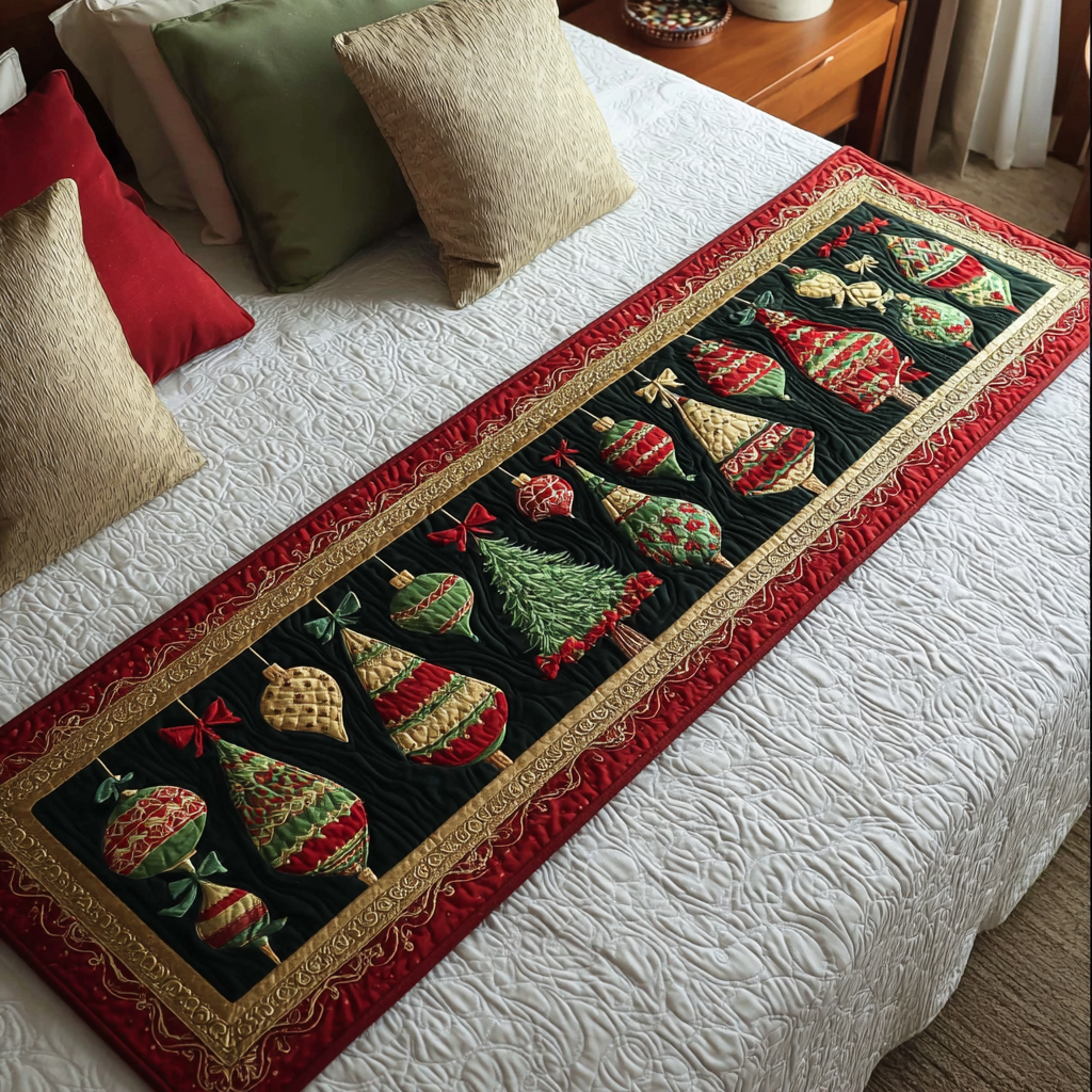 Winter Glow Quilted Bed Runner Xmas Room Decorations Family Xmas Present Ideas