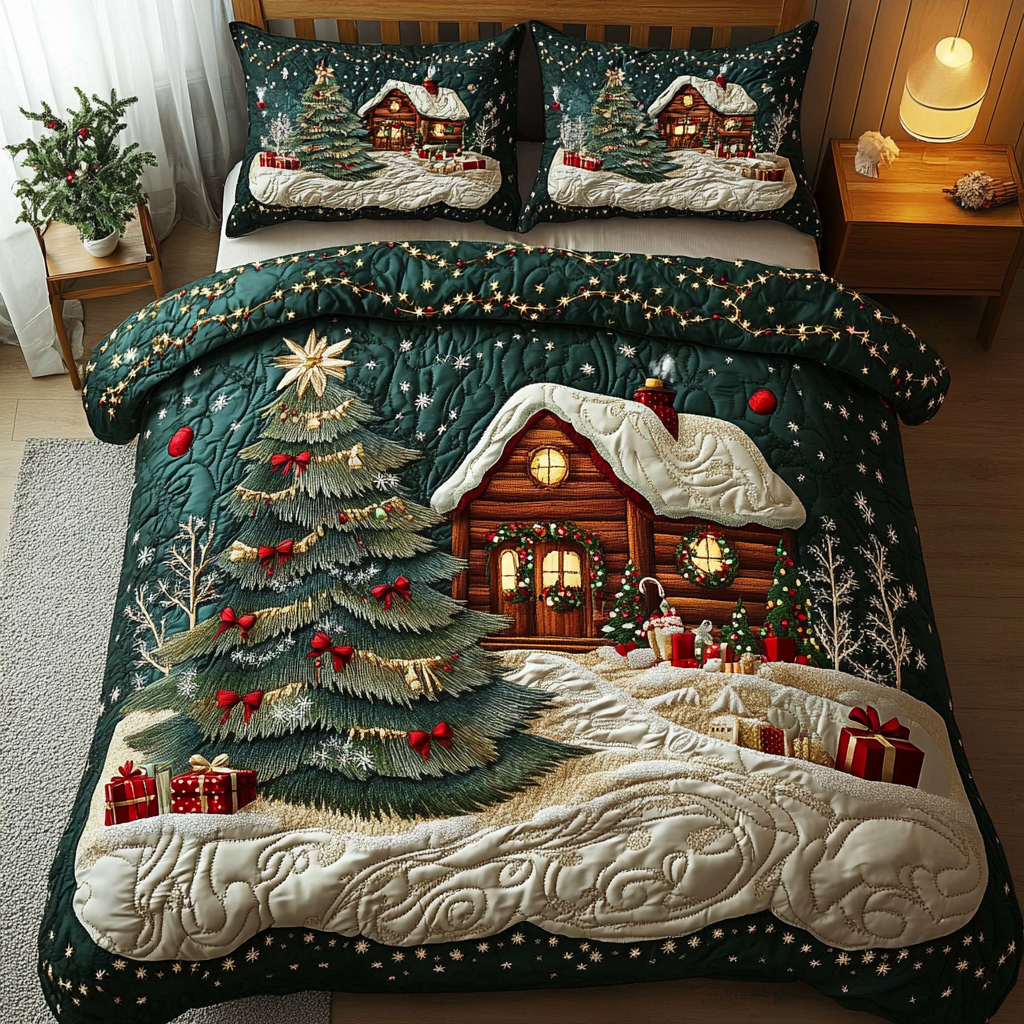 Winter Glow Quilted Bedding Set Best Holiday Duvet Covers Xmas Gifts For Men
