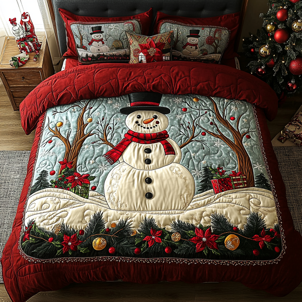 Winter Glow Quilted Bedding Set Xmas Duvet Cover Set Christmas Gifts For Grandparents