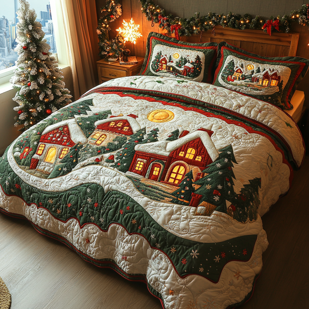 Winter Glow Quilted Bedding Set Xmas Duvet Cover Set Last Minute Christmas Gifts