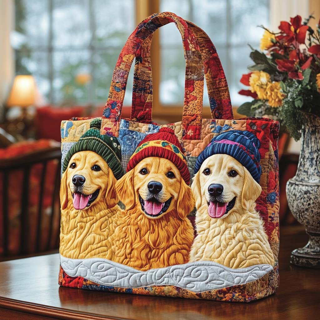 Winter Glow Quilted Tote Bag Dog Lover Gifts For Him Her