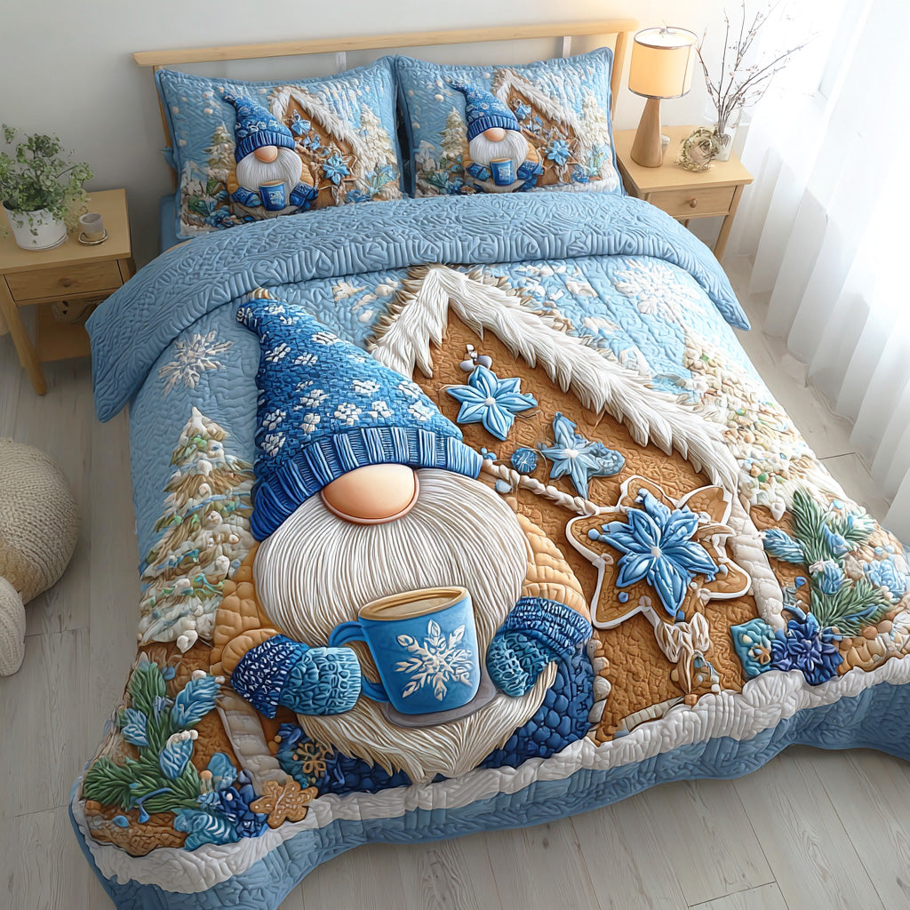 Winter Gnome Lane Quilted Bedding Set Xmas Duvet Sets Christmas Gifts For Men 2025