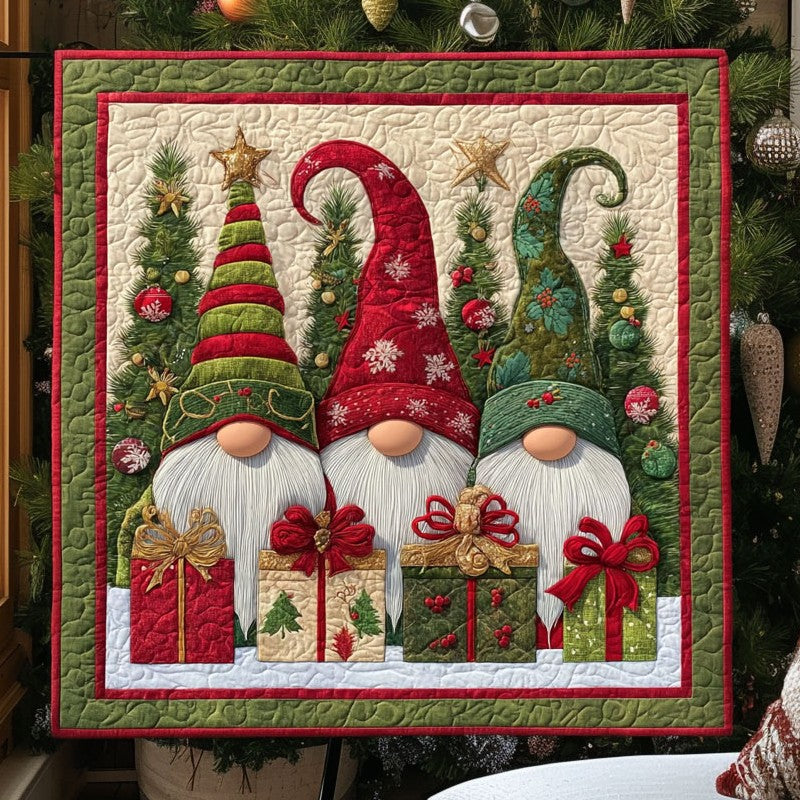 Winter Gnome Quilt Elegant Quilt Blanket Gift for Housewarming