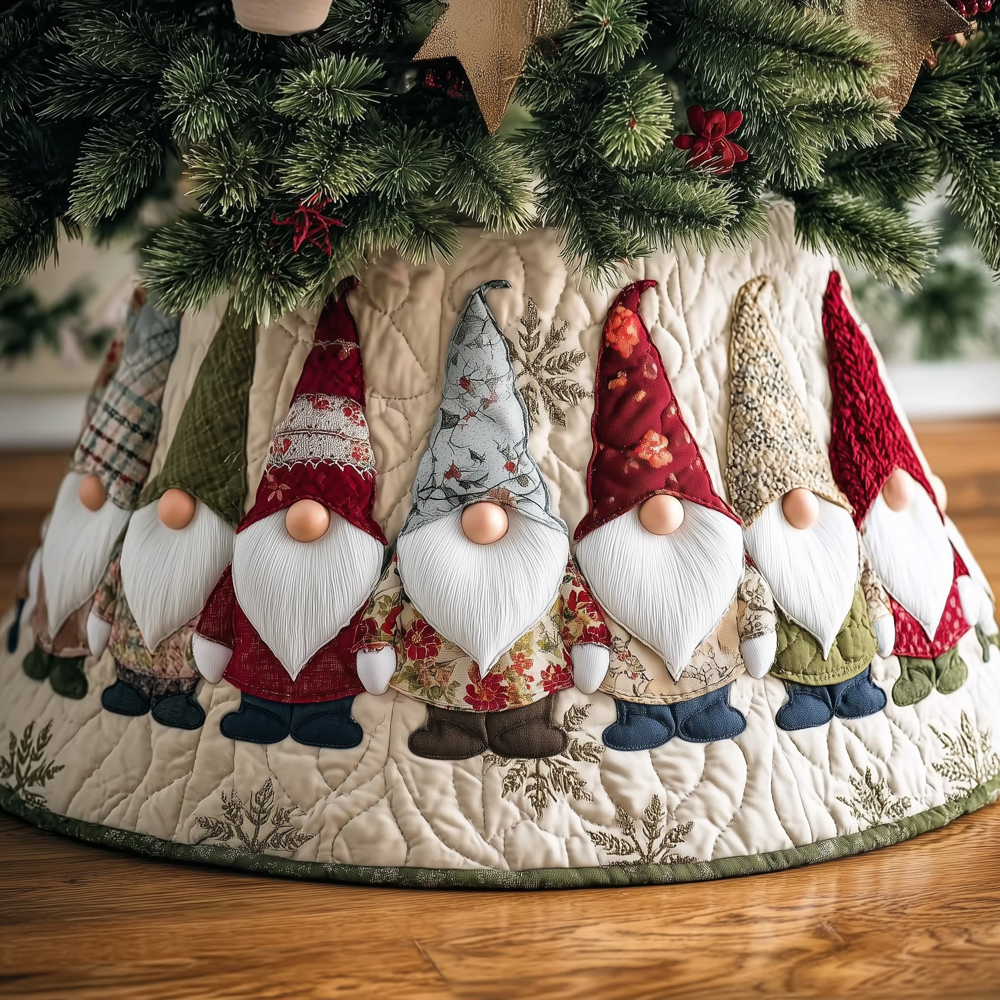 Winter Gnome Quilted Tree Skirt Joyful Home Merch Collection