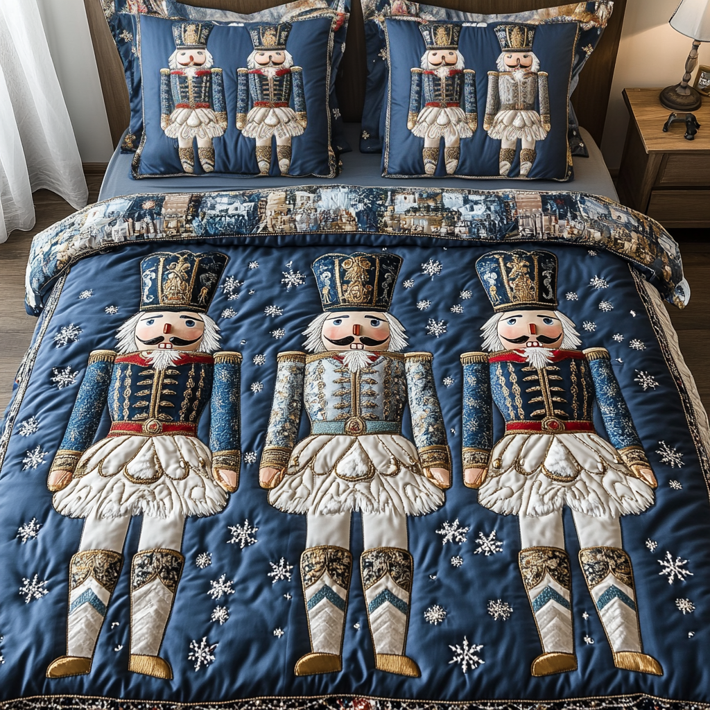 Winter Guard Quilted Bedding Set Holiday Duvet Cover Set Christmas Presents For Girlfriend