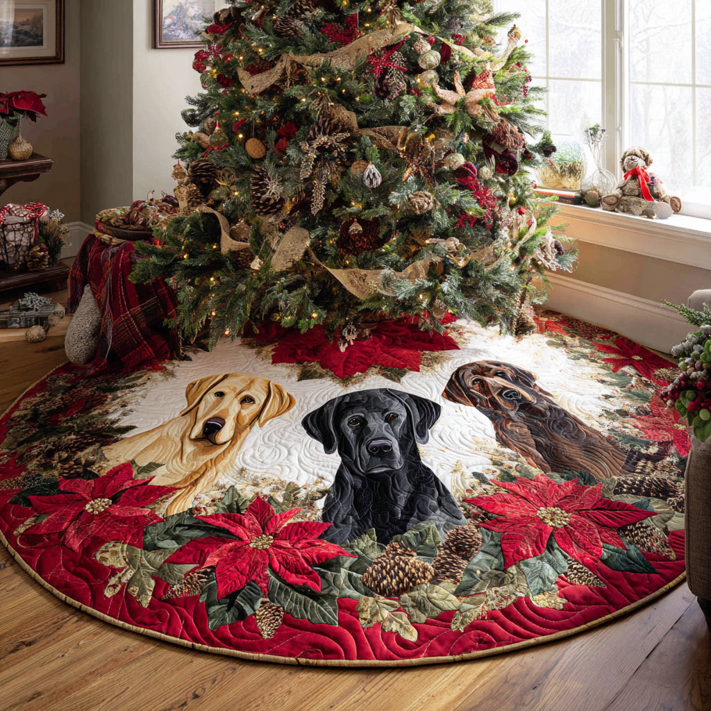 Winter Guardian Christmas Quilted Tree Skirt Holiday Decorations Labrador Merchandise