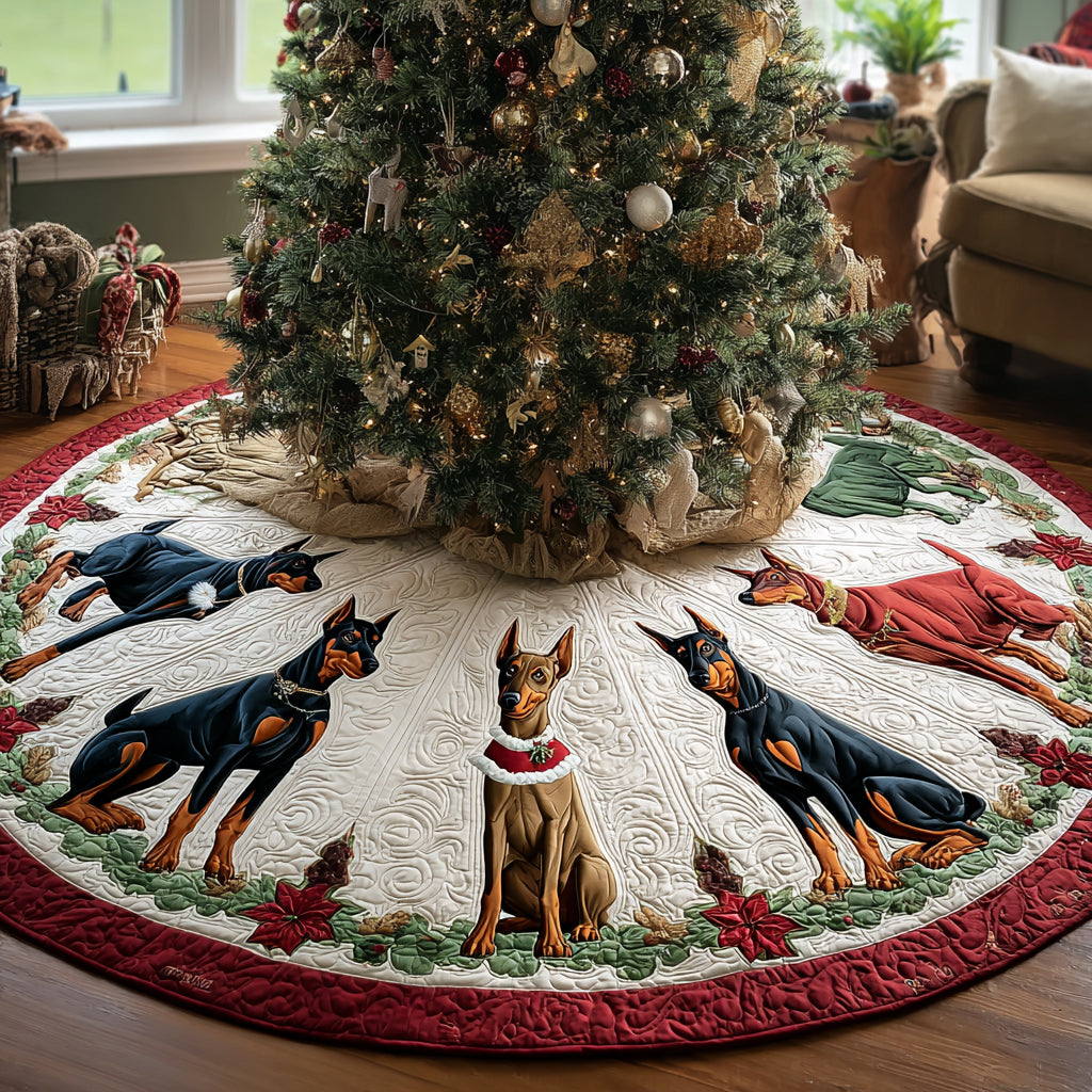 Winter Guardian Christmas Quilted Tree Skirt Xmas Decorations Dog Dad Fathers Day Gifts