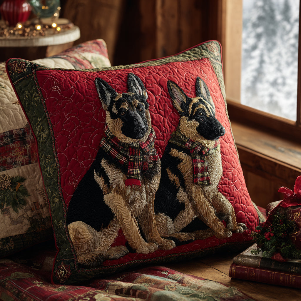 Winter Guardian Quilted Pillow Case Holiday Pillow Cases Unique Dog Presents