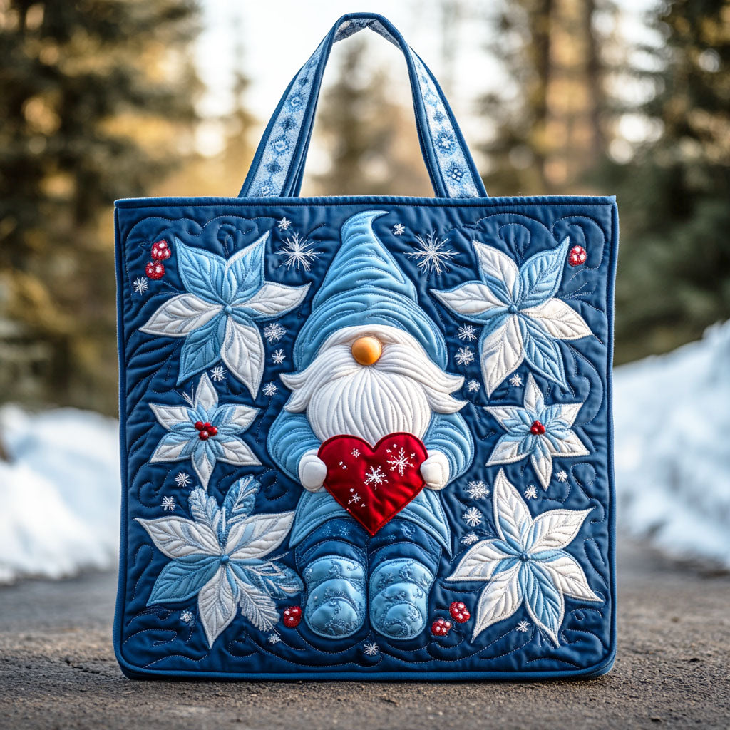 Winter Heart Gnome Quilted Tote Bag Christmas Gifts For My Wife