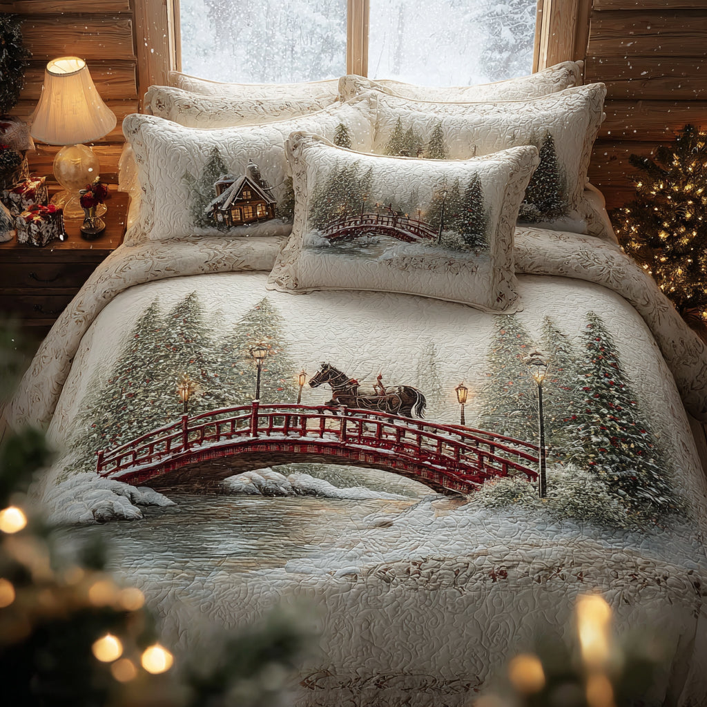Winter Hearth Quilted Bedding Set Xmas Duvet Cover Set Best Christmas Gifts For Wife