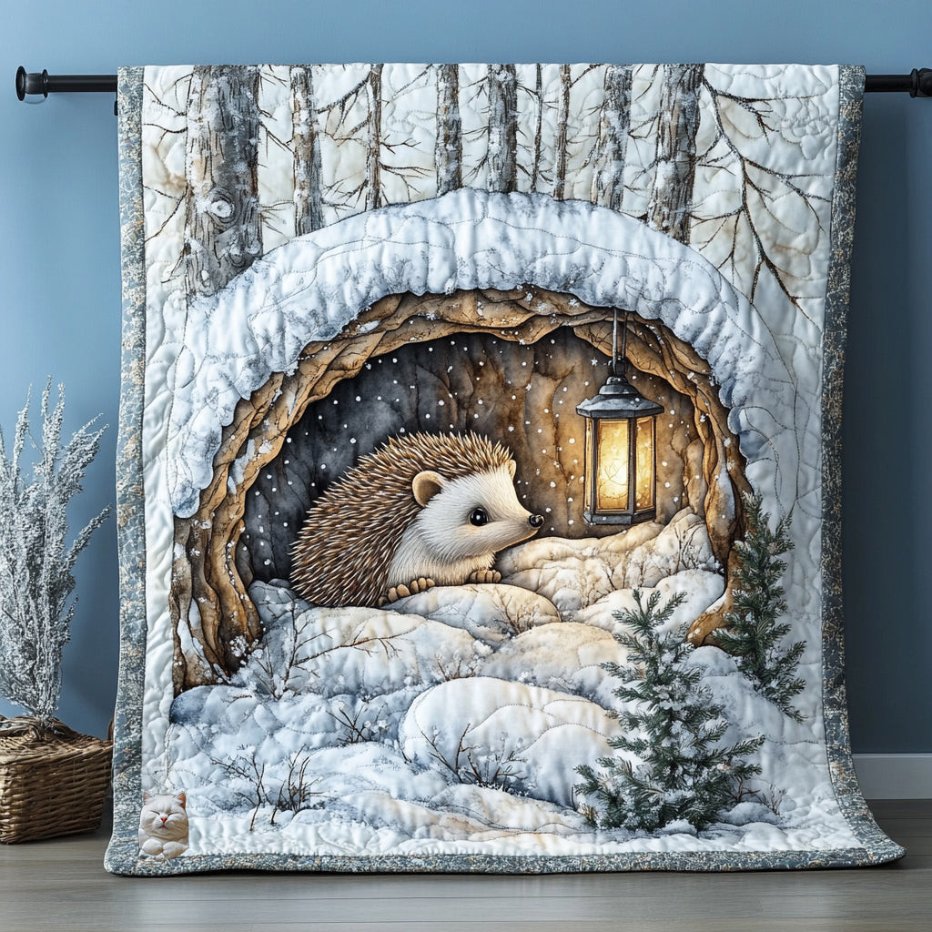 Winter Hedgehog Xmas Quilted Blanket Coolf Gifts For Older Couples
