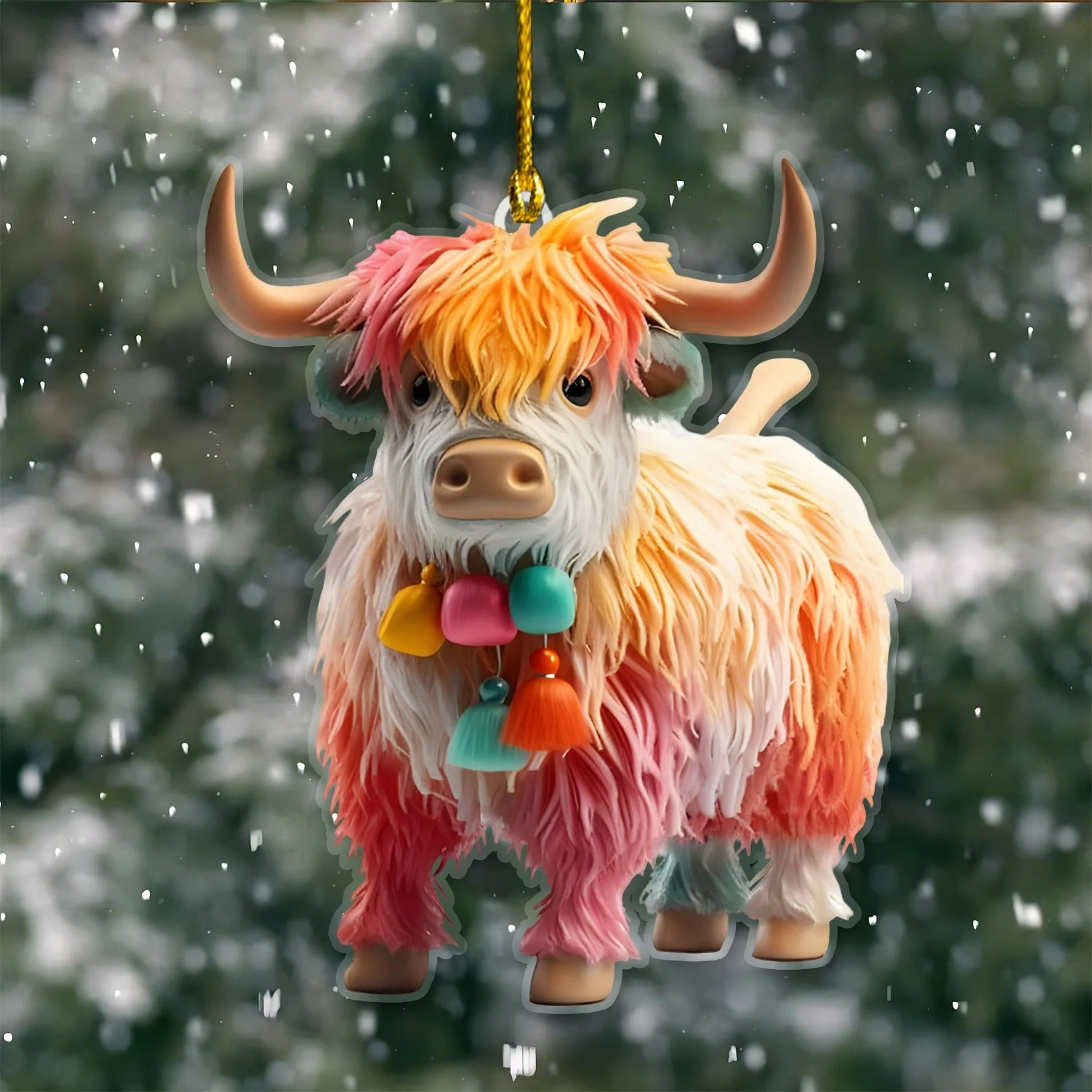 Winter Highland Cow Christmas Ornament Christmas Tree Decor Gifts For Cow Owners