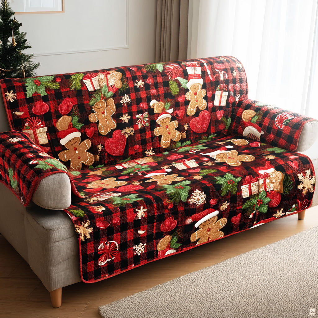 Winter Holiday Joy Quilted Sofa Cover Holiday Couch Covers Gifts For Mom