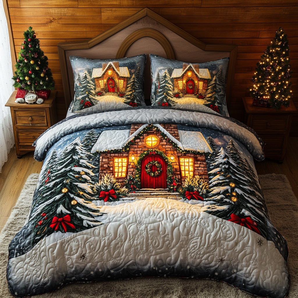 Winter Home Light Quilted Bedding Set Holiday Duvet Sets Last Minute Christmas Gifts