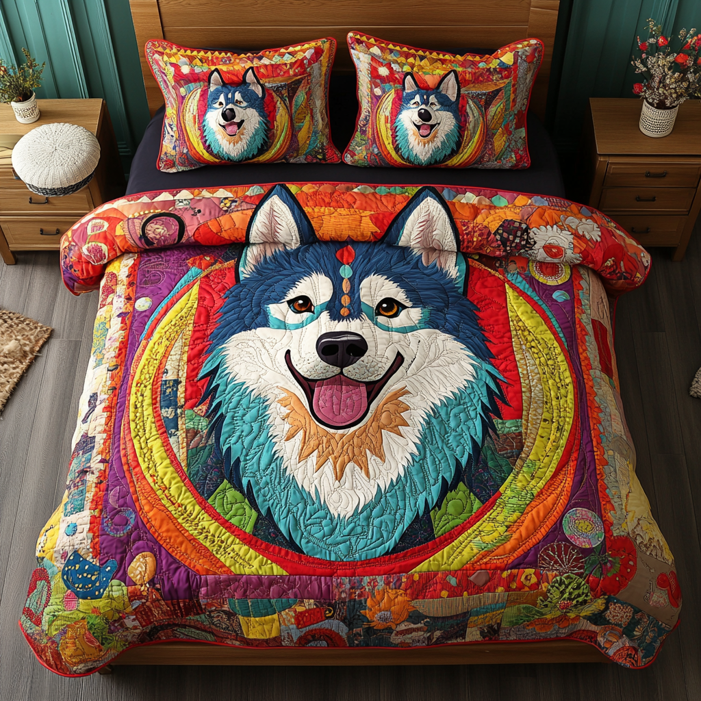 Winter Howl Quilted Bedding Set Soft and Cozy Bedding Set for Comfortable Sleep