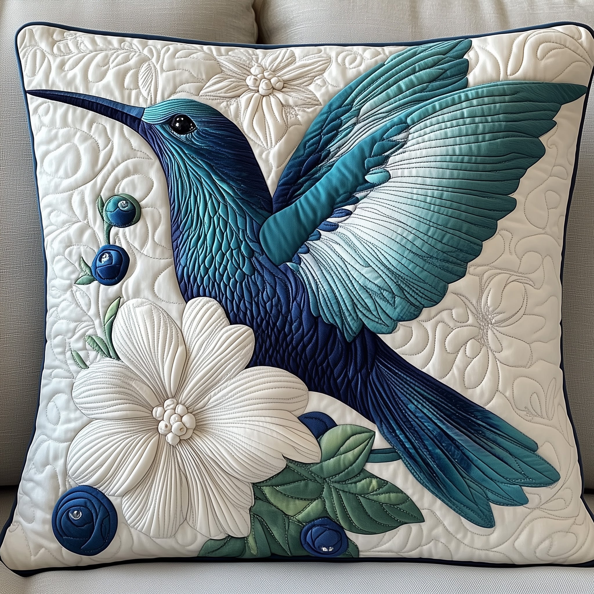 Winter Hummingbird Quilted Pillow Case Gift For Kids