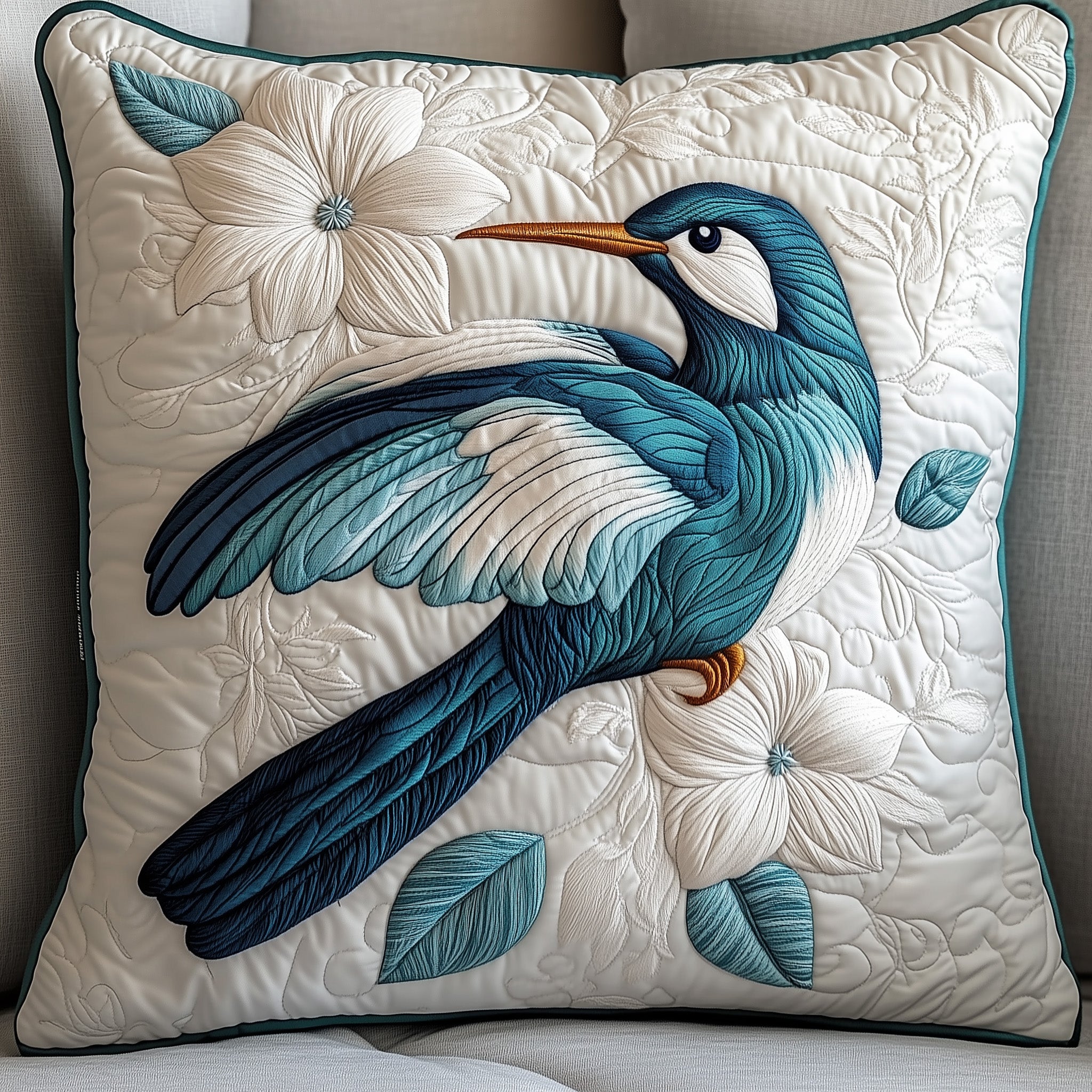 Winter Hummingbird Quilted Pillow Case Throw Pillow Cover ItemBirthday Gifts For Hummingbird Lovers