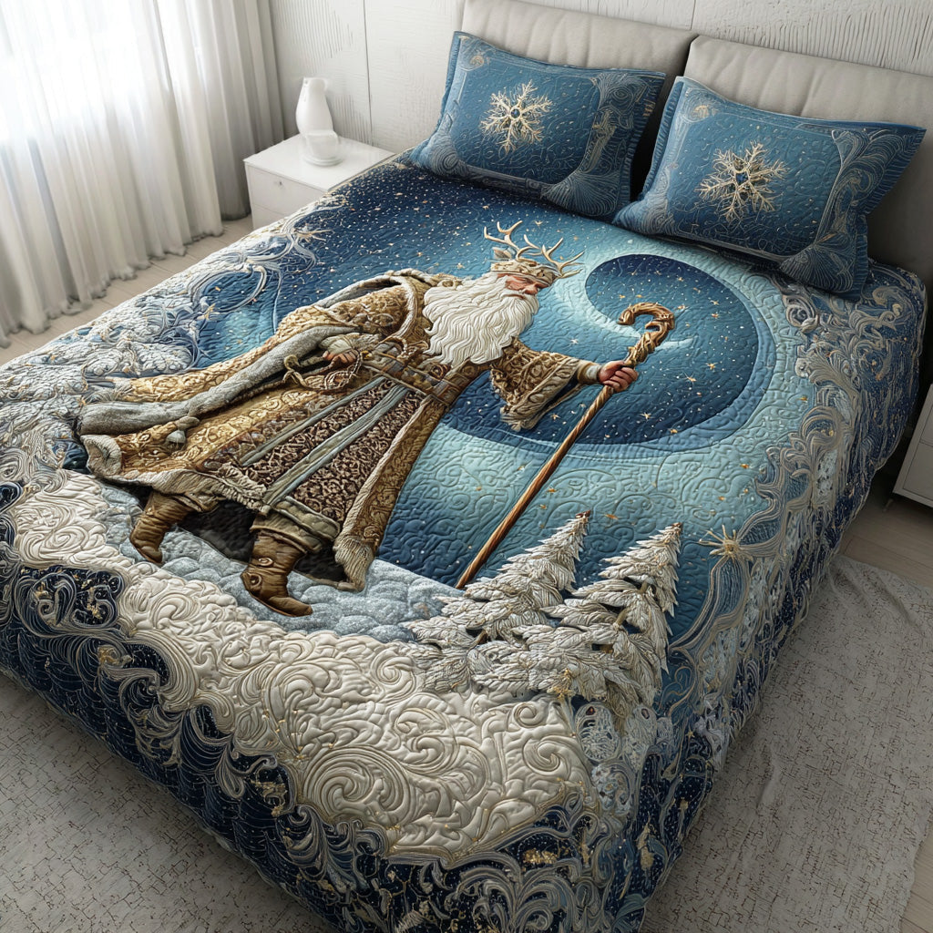 Winter Joy Santa Quilted Bedding Set Holiday Duvet Sets Christmas Presents For Relatives