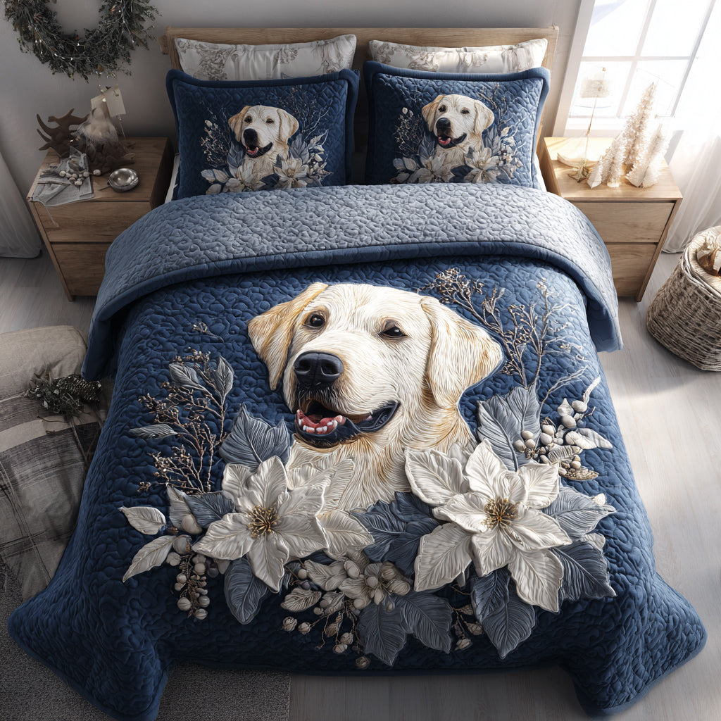 Winter Labrador Retriever Quilted Bedding Set Bed Decor Gifts For Labrador Retriever Lovers