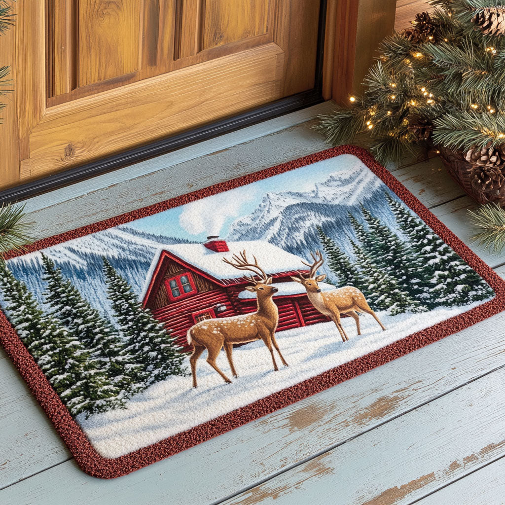 Winter Lodge Doormat Blanket Perfect Gift For Friends and Family on Christmas Day