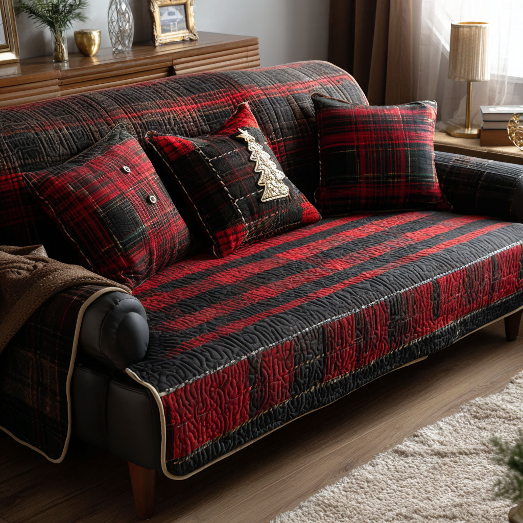 Winter Lodge Glow Quilted Sofa Cover Holiday Cabin Gift Selection