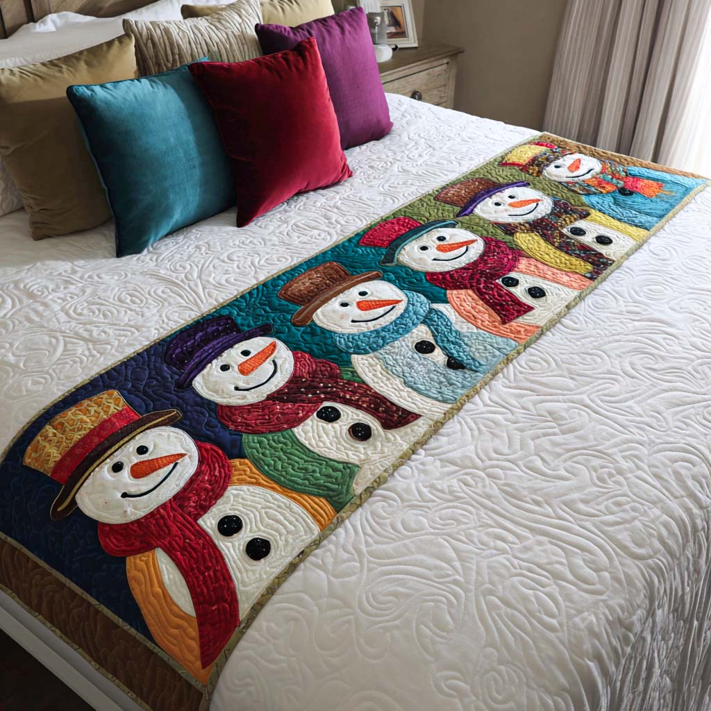Winter Magic Quilted Bed Runner Bedroom Holiday Decor Xmas Gifts