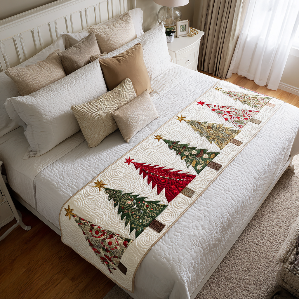 Winter Magic Quilted Bed Runner Christmas Bed Runner Family Christmas Gifts