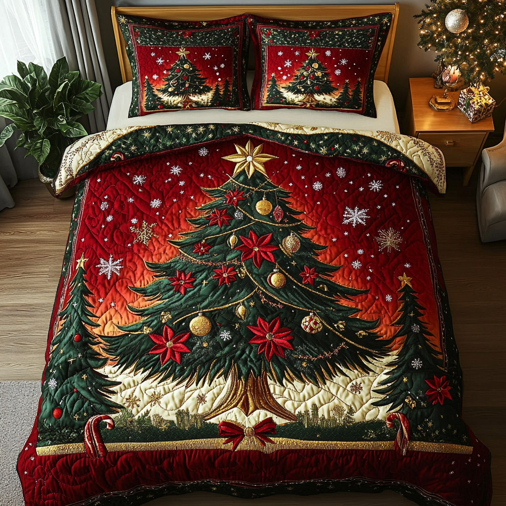 Winter Magic Quilted Bedding Set Xmas Duvet Cover Set Christmas Gifts For Wife