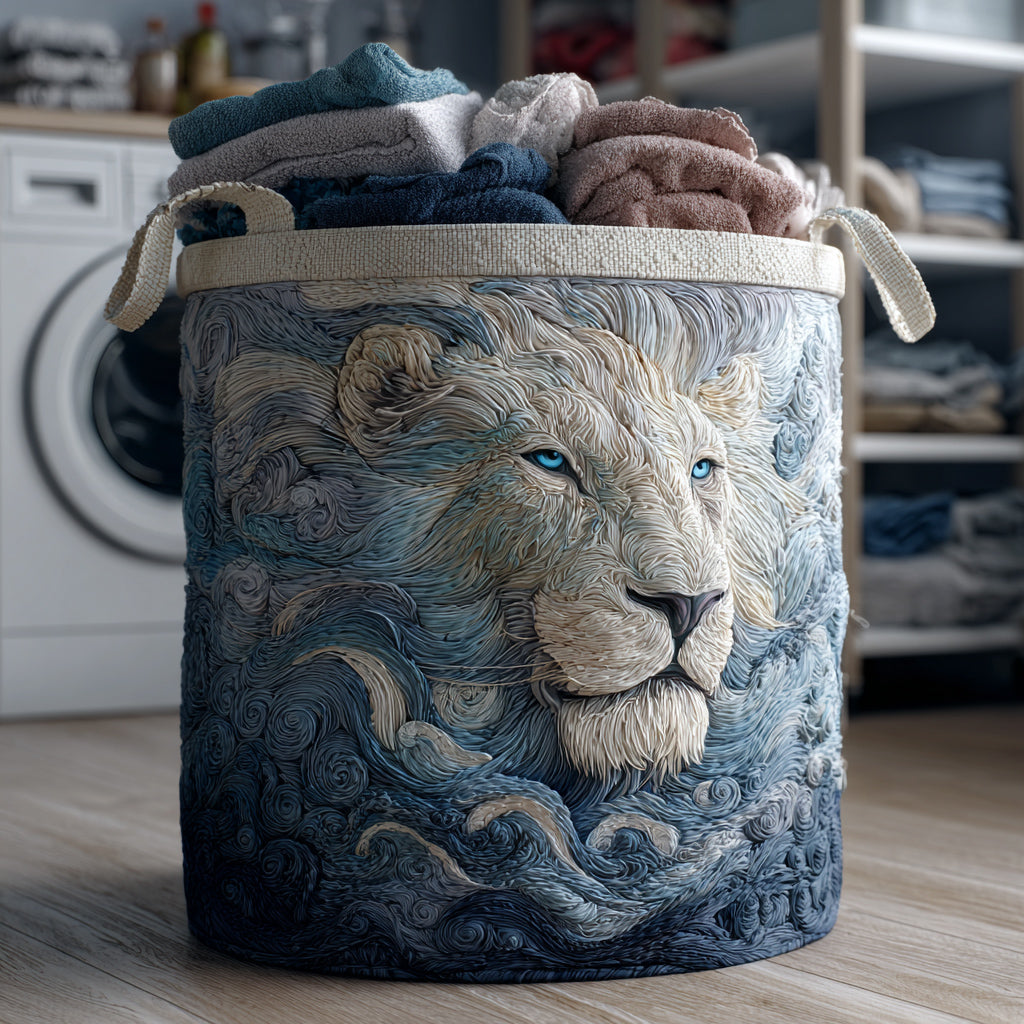 Winter Majesty Lion Quilted Laundry Basket Merch For Dad
