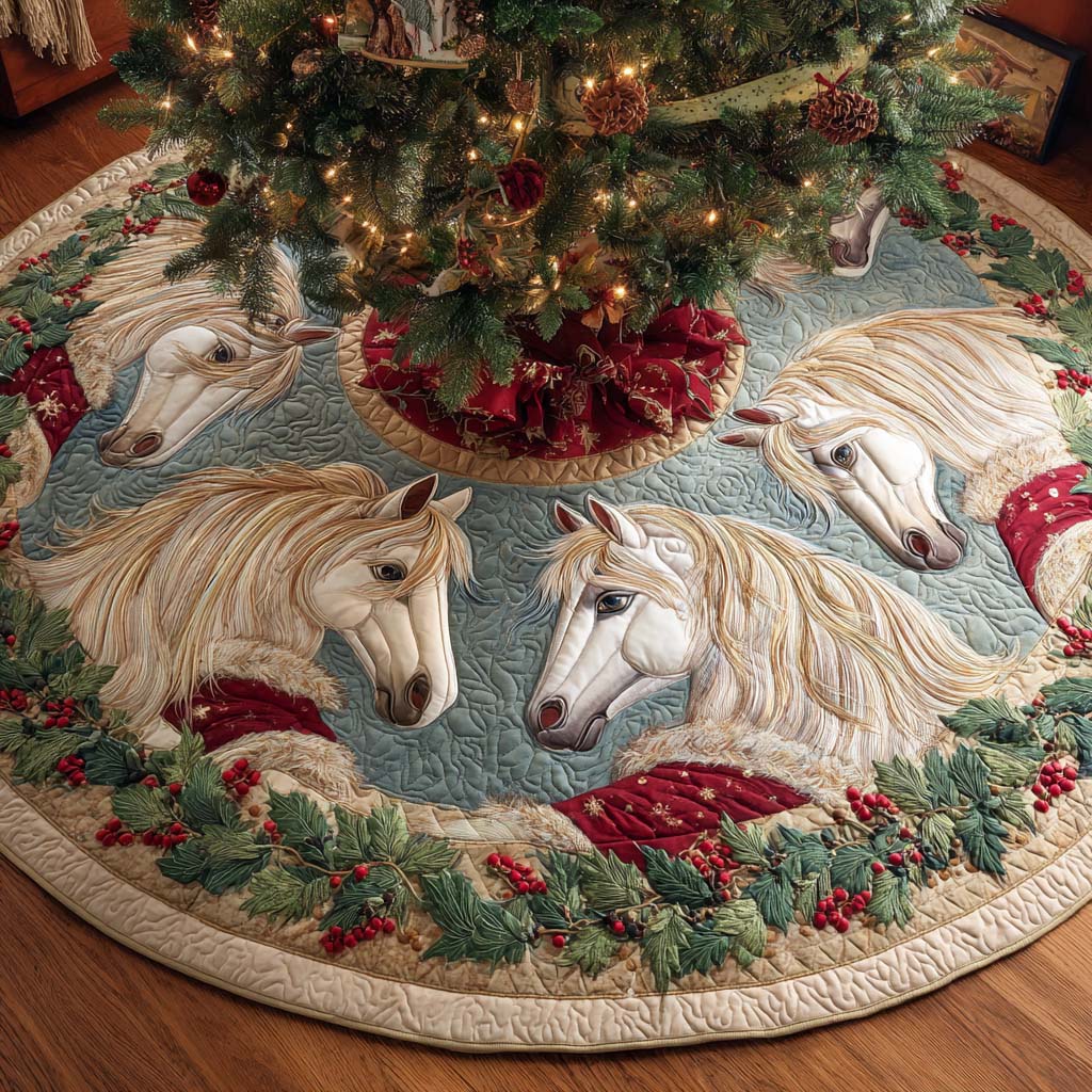 Winter Majesty Quilted Tree Skirt Modern Quilted Tree Skirt for Trendy Home Decoration