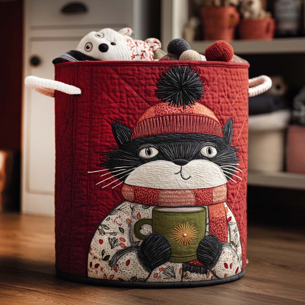 Winter Mug Quilted Laundry Basket Home Comfort Gift Idea Featuring a Quilted Laundry Basket