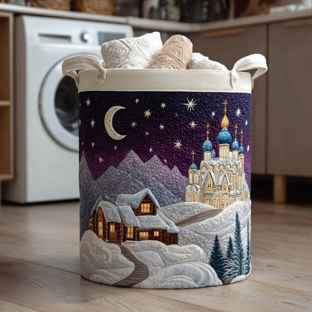 Winter Night Quilted Laundry Basket Back To School Merch